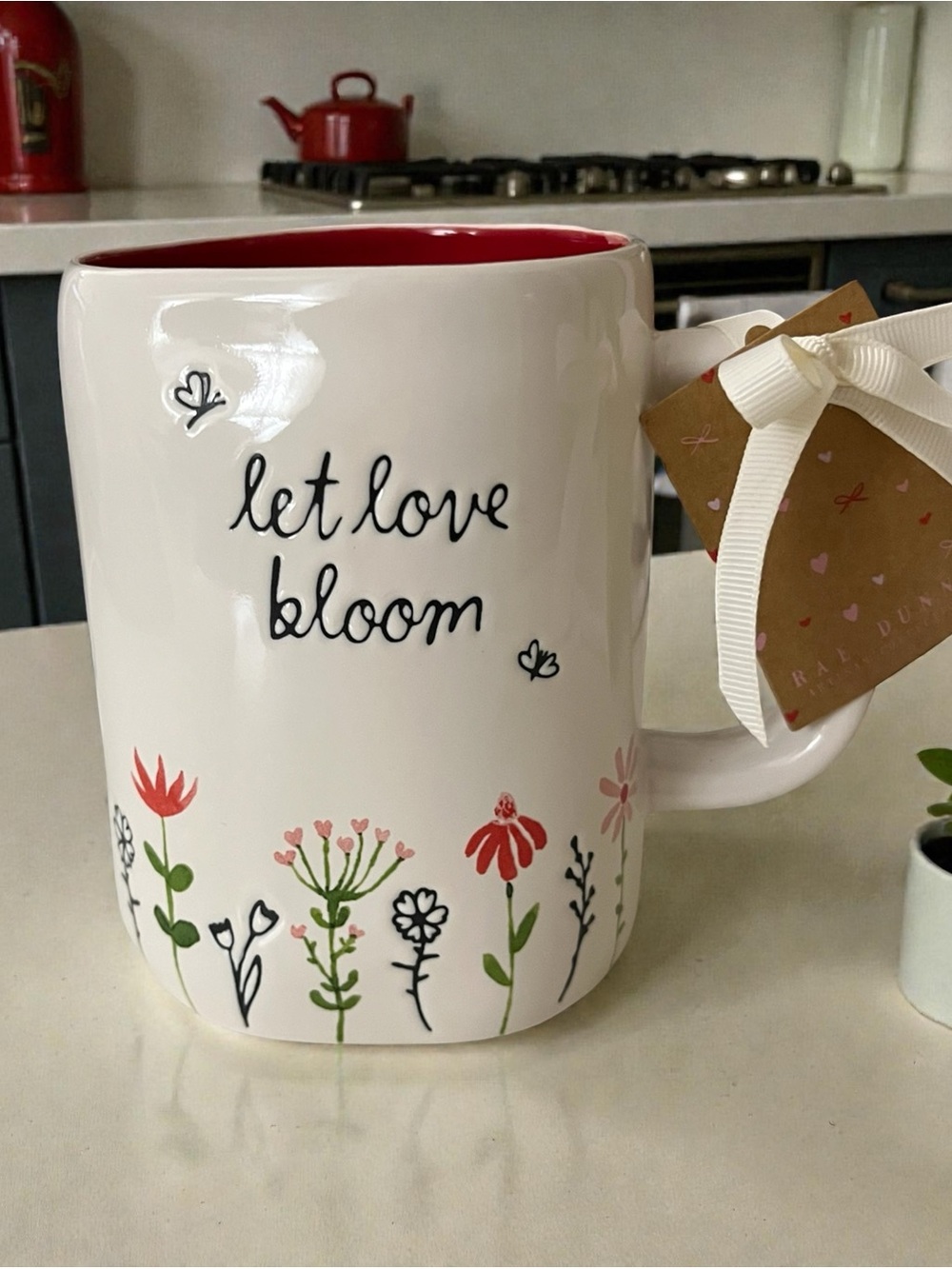 Rae Dunn ‘Let Love Bloom’ Ceramic Mug with Red Interior